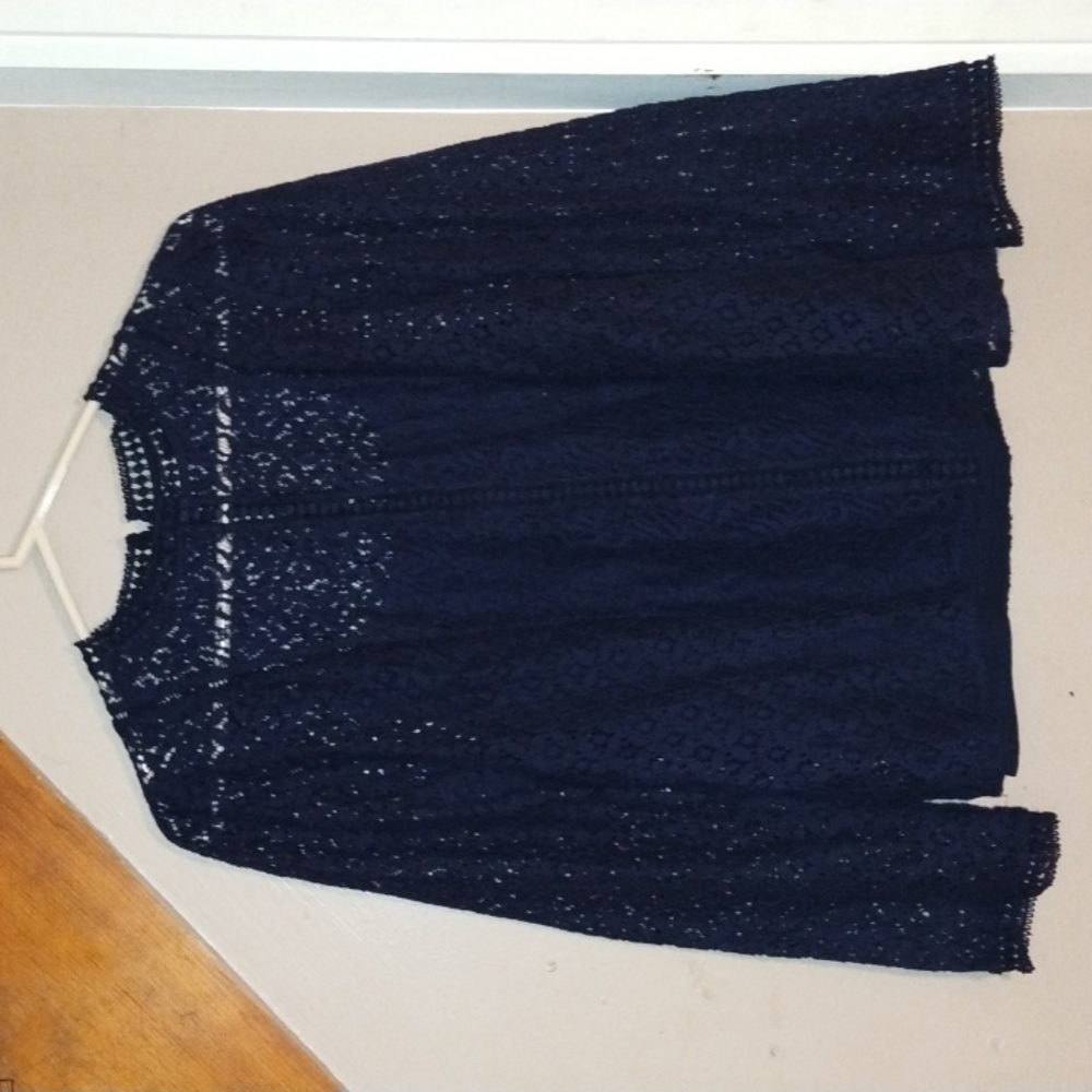 Gap Gorgeous Navy Lace Blouse W/Built In Removable Tank, Small